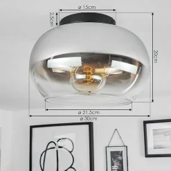 Plafonnier Molloy Chrome, Clair, Fume, 1 Lumiere