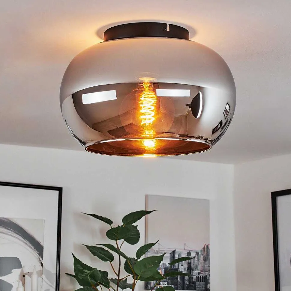 Plafonnier Molloy Chrome, Fume, 1 Lumiere