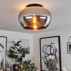 Plafonnier Molloy Chrome, Fume, 1 Lumiere