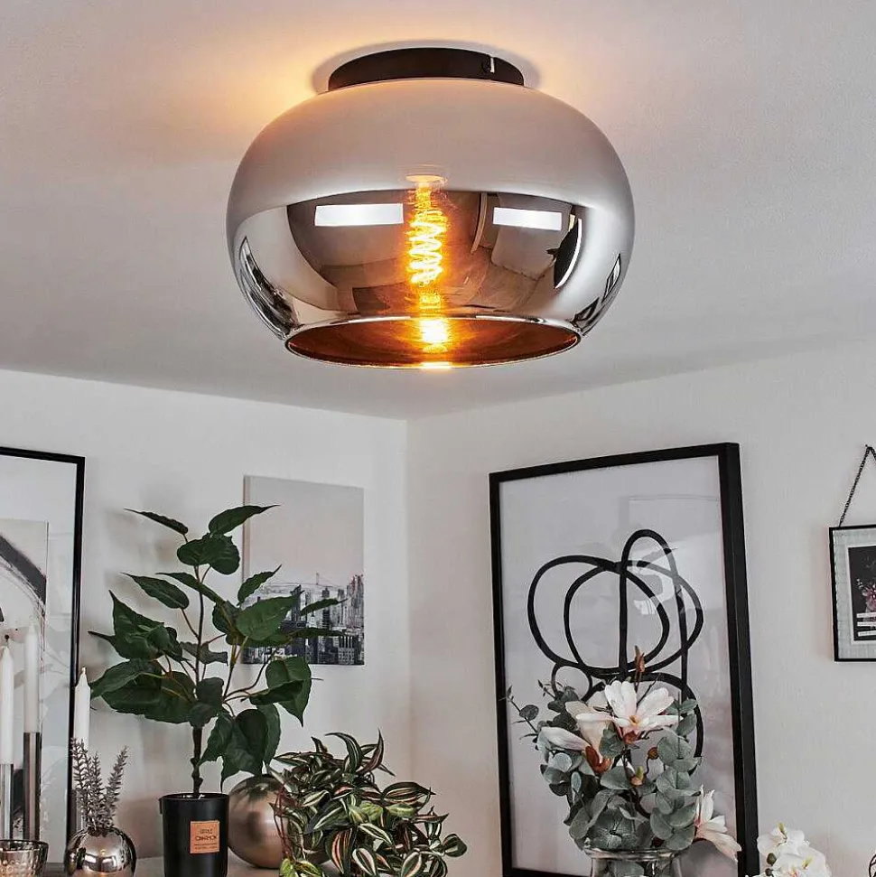 Plafonnier Molloy Chrome, Fume, 1 Lumiere