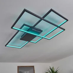 Plafonnier Momahaki Led Anthracite, 1 Lumiere, Telecommandes