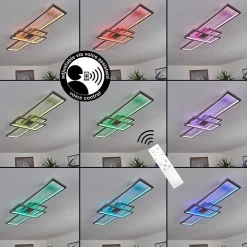 Plafonnier Momahaki Led Nickel Mat, 1 Lumiere, Telecommandes