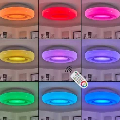 Plafonnier Monfebres Led Argente, Blanc, 1 Lumiere, Telecommandes, Changeur De Couleurs