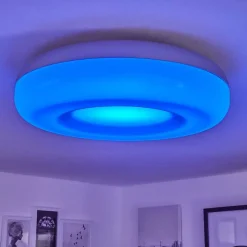 Plafonnier Monfebres Led Argente, Blanc, 1 Lumiere, Telecommandes, Changeur De Couleurs