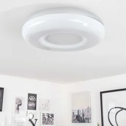 Plafonnier Monfebres Led Argente, Blanc, 1 Lumiere, Telecommandes, Changeur De Couleurs