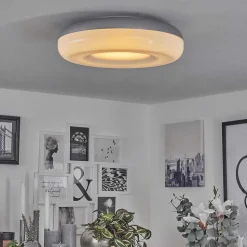 Plafonnier Monfebres Led Argente, Blanc, 1 Lumiere, Telecommandes, Changeur De Couleurs