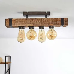 Plafonnier Montgomery Bois Fonce, Noir, 4 Lumieres