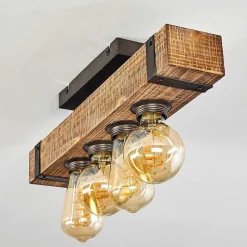 Plafonnier Montgomery Bois Fonce, Noir, 4 Lumieres