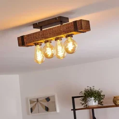 Plafonnier Montgomery Bois Fonce, Noir, 4 Lumieres