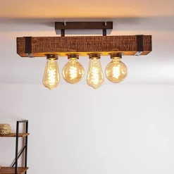 Plafonnier Montgomery Bois Fonce, Noir, 4 Lumieres