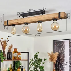 Plafonnier Montgomery Ecru, Noir, 4 Lumieres