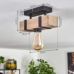 Plafonnier Montgomery Ecru, Noir, 1 Lumiere