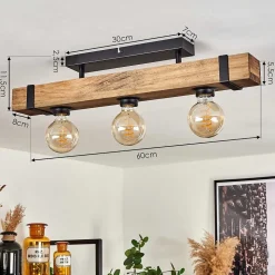 Plafonnier Montgomery Ecru, Noir, 3 Lumieres