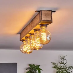 Plafonnier Montgomery Ecru, Noir, 5 Lumieres