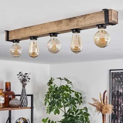 Plafonnier Montgomery Ecru, Noir, 5 Lumieres