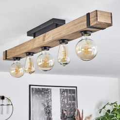 Plafonnier Montgomery Ecru, Noir, 5 Lumieres