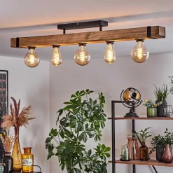 Plafonnier Montgomery Ecru, Noir, 5 Lumieres