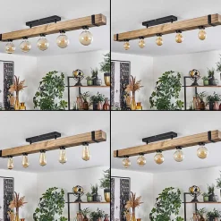 Plafonnier Montgomery Ecru, Noir, 5 Lumieres