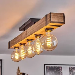 Plafonnier Montgomery Ecru, Noir, 5 Lumieres