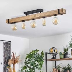 Plafonnier Montgomery Ecru, Noir, 5 Lumieres