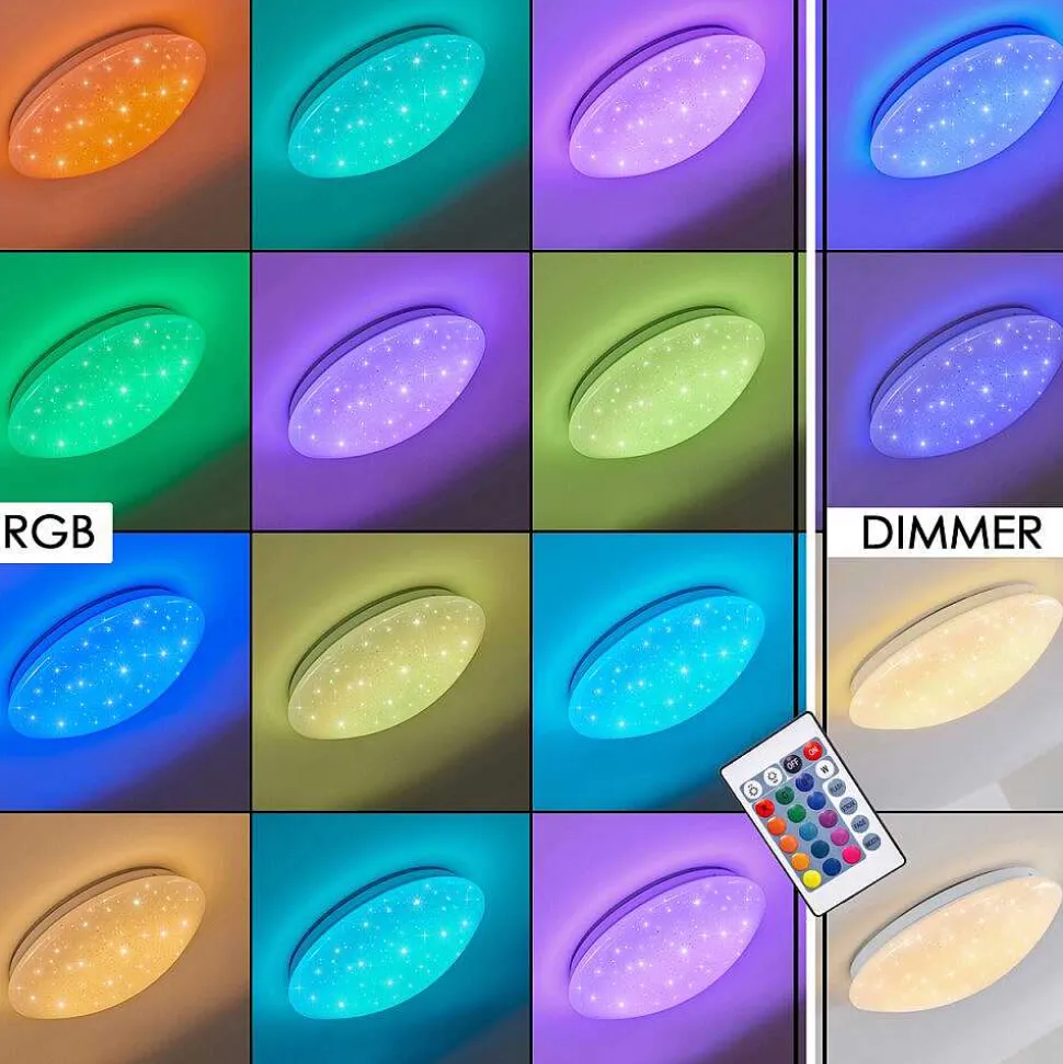 Plafonnier Norton Star Led Blanc, 1 Lumiere, Telecommandes, Changeur De Couleurs