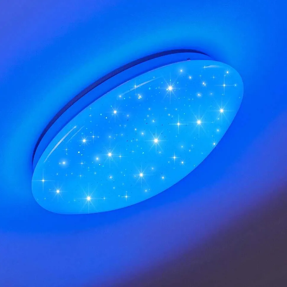 Plafonnier Norton Star Led Blanc, 1 Lumiere, Telecommandes, Changeur De Couleurs