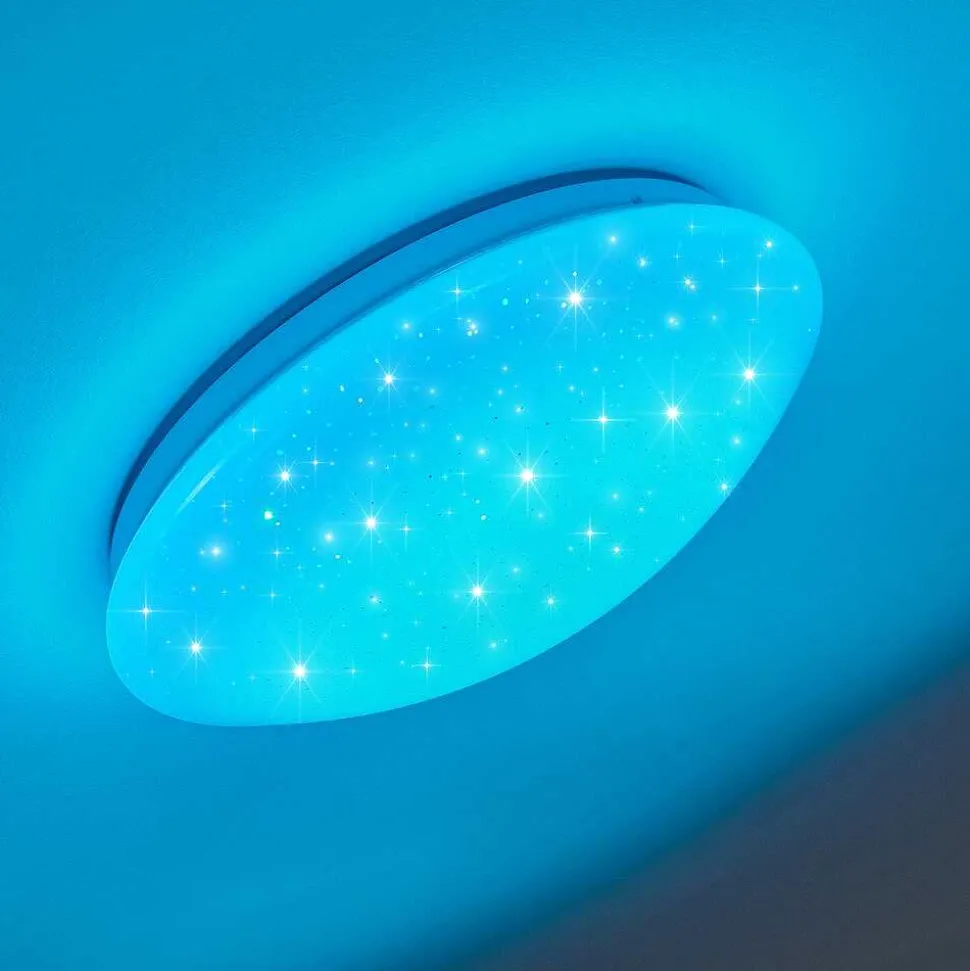 Plafonnier Norton Star Led Blanc, 1 Lumiere, Telecommandes, Changeur De Couleurs