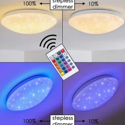 Plafonnier Norton Star Led Blanc, 1 Lumiere, Telecommandes, Changeur De Couleurs