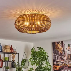 Plafonnier Oravi Brun Fonce, Ecru, Noir, 3 Lumieres