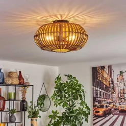 Plafonnier Oravi Brun Fonce, Ecru, Noir, 3 Lumieres