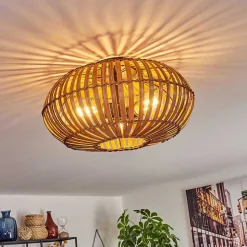 Plafonnier Oravi Brun Fonce, Ecru, Noir, 3 Lumieres