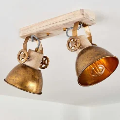 Plafonnier Orny Bronze, Bois Clair, 2 Lumieres