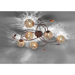 Plafonnier Paul Neuhaus Greta Rouille, 6 Lumieres