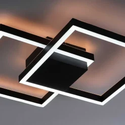 Plafonnier Paul Neuhaus Q-Marko Led Noir, 1 Lumiere, Telecommandes, Changeur De Couleurs