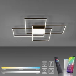 Plafonnier Paul Neuhaus Q-Asmin Led Noir, 1 Lumiere, Telecommandes