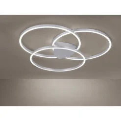 Plafonnier Paul Neuhaus Q-Kate Led Argente, 3 Lumieres, Telecommandes