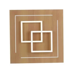 Plafonnier Paul Neuhaus Q-Linea Led Bois Clair, 4 Lumieres, Telecommandes