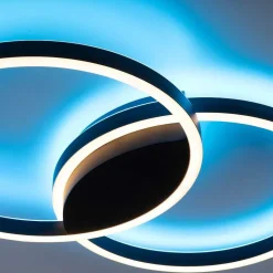 Plafonnier Paul Neuhaus Q-Marko Led Noir, 1 Lumiere, Telecommandes, Changeur De Couleurs