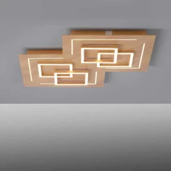 Plafonnier Paul Neuhaus Q-Linea Led Bois Clair, 8 Lumieres, Telecommandes