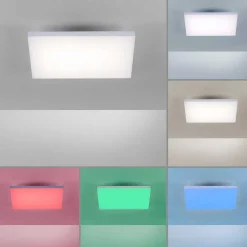 Plafonnier Paul Neuhaus Q-Flag Led Blanc, 1 Lumiere, Telecommandes, Changeur De Couleurs