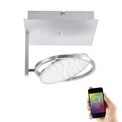Plafonnier Paul Neuhaus Q-Orbit Led Aluminium, 1 Lumiere, Telecommandes