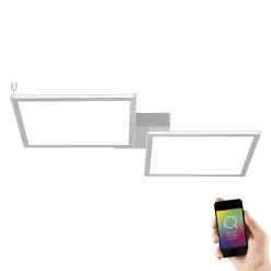 Plafonnier Paul Neuhaus Q-Rosa Led Blanc, 2 Lumieres, Telecommandes