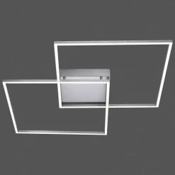 Plafonnier Paul Neuhaus Q-Inigo Led Acier Inoxydable, 2 Lumieres, Telecommandes