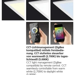 Plafonnier Paul Neuhaus Q-Flag Led Blanc, 1 Lumiere, Telecommandes