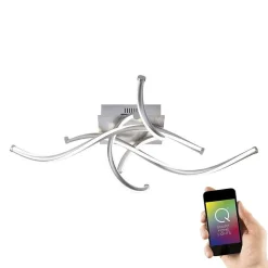 Plafonnier Paul Neuhaus Q-Malina Led Nickel Mat, 4 Lumieres, Telecommandes