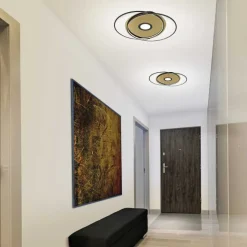 Plafonnier Paul Neuhaus Q-Amira Led Noir, 1 Lumiere, Telecommandes