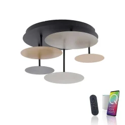 Plafonnier Paul Neuhaus Q-Piato Led Blanc, 1 Lumiere, Telecommandes