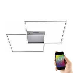 Plafonnier Paul Neuhaus Q-Inigo Led Acier Inoxydable, 2 Lumieres, Telecommandes