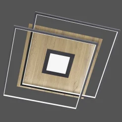 Plafonnier Paul Neuhaus Q-Amira Led Bois Clair, 1 Lumiere, Telecommandes