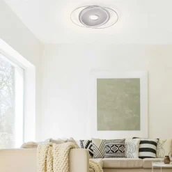 Plafonnier Paul Neuhaus Q-Amira Led Acier Brosse, 1 Lumiere, Telecommandes